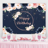 Glücklich Geburtstag Blumen Beleuchtung Funkeln königlich Blau Hintergrund für Party